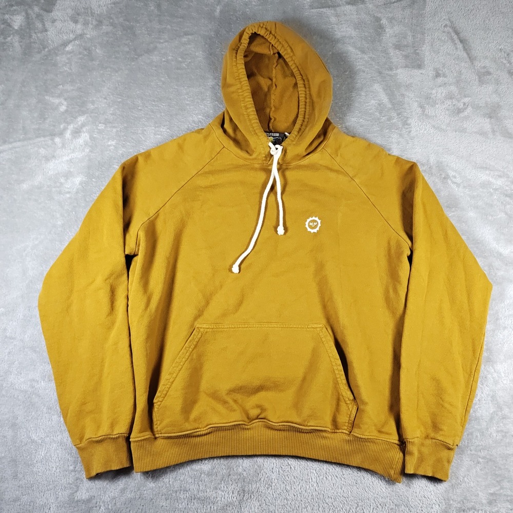 Big Bud Press Hoodie Womens XS Yellow Pullover Sun Logo Embroidered Made In USA